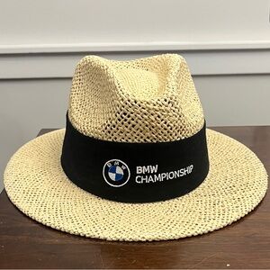 BMW Beige Straw Hat with Black Band - S/M